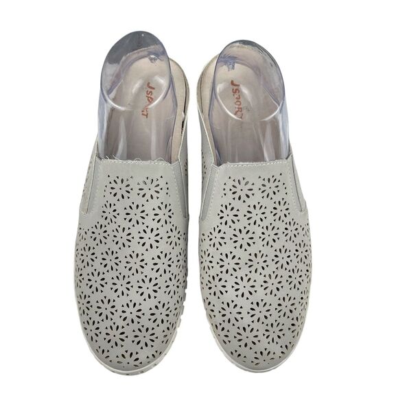 JSPORT Women’s Slip-On Mules Size 10M Gray Perforated Comfort Casual Shoes - Picture 2 of 10